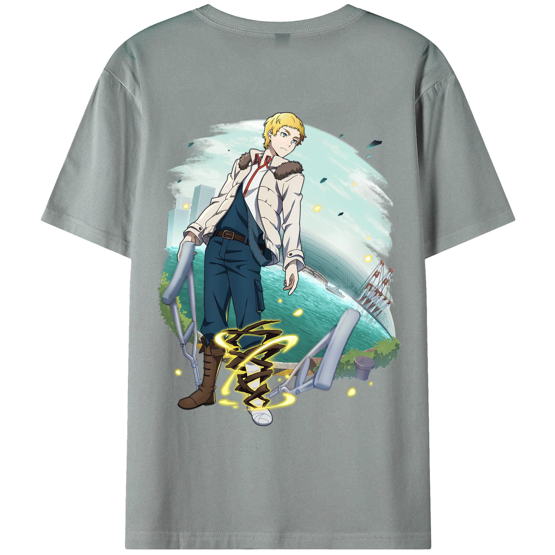 （画像用） 文豪ストレイドッグス Bungo Stray Dogs 綿100％ メンズ半袖Tシャツ（バックプリント） 通気性